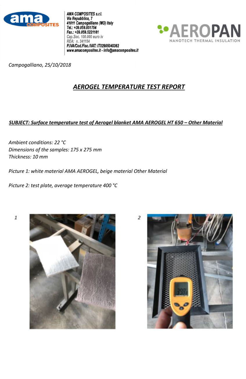 Aerogel Temperature Test 10 2018